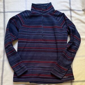 Eddie Baur Striped Print Fleece Quarter Zip Sweatshirt